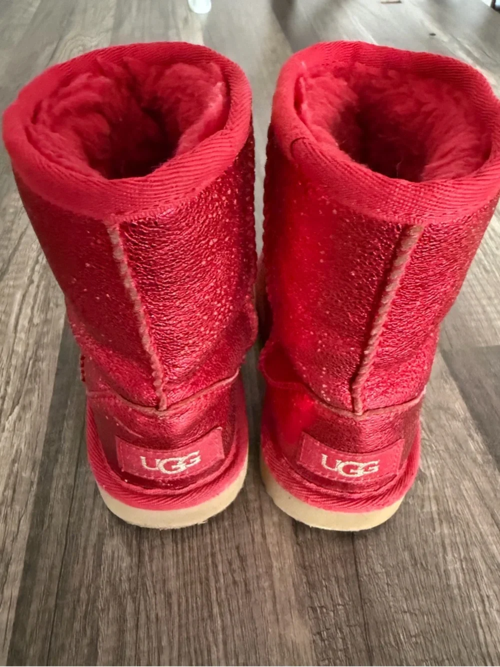 Uggs Kids Girls Red Sparkle Boots size Toddler 9 - Picture 3 of 6